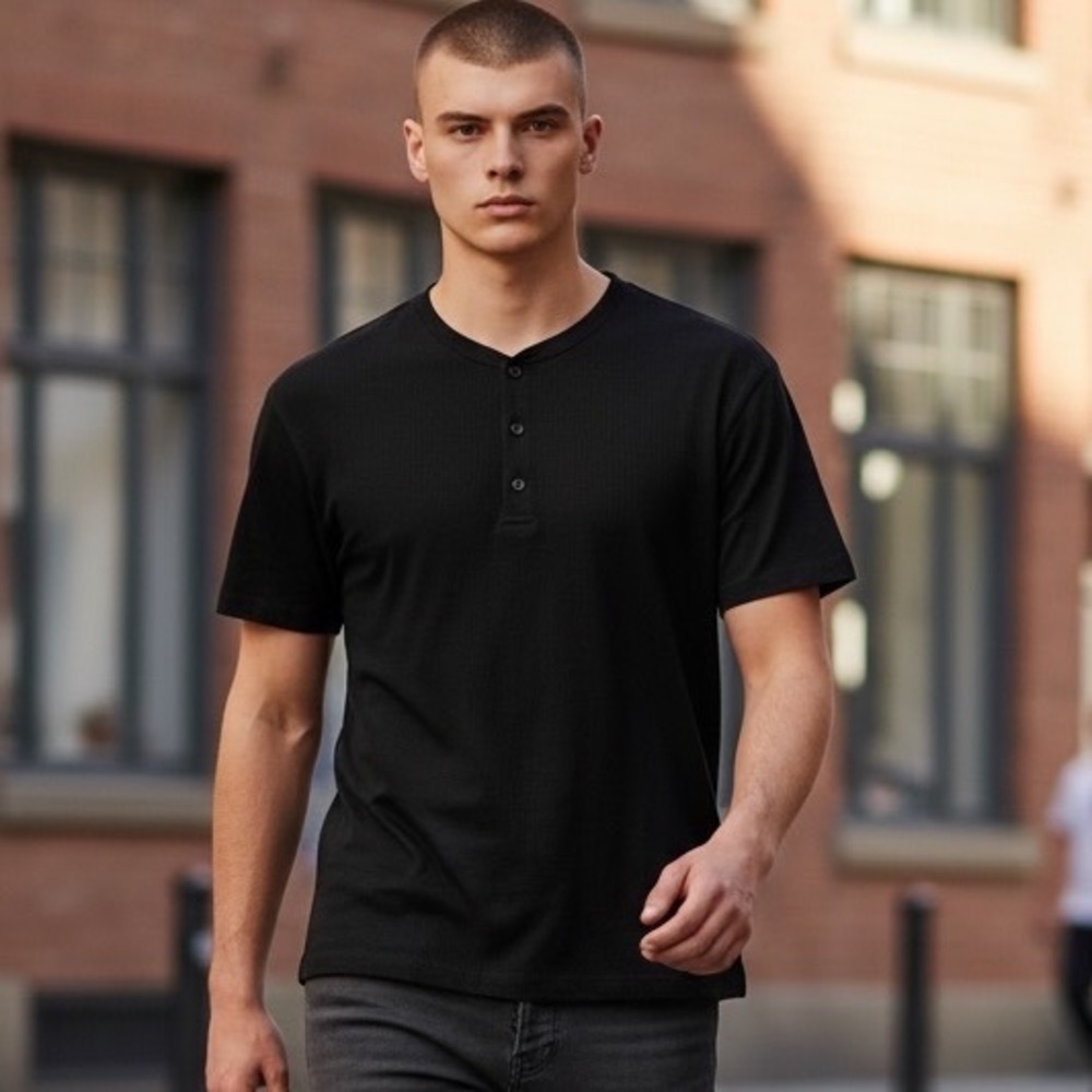 Lululemon Mens Metal Vent Tech‎ Short Sleeve Henley Shirt Black Size Small